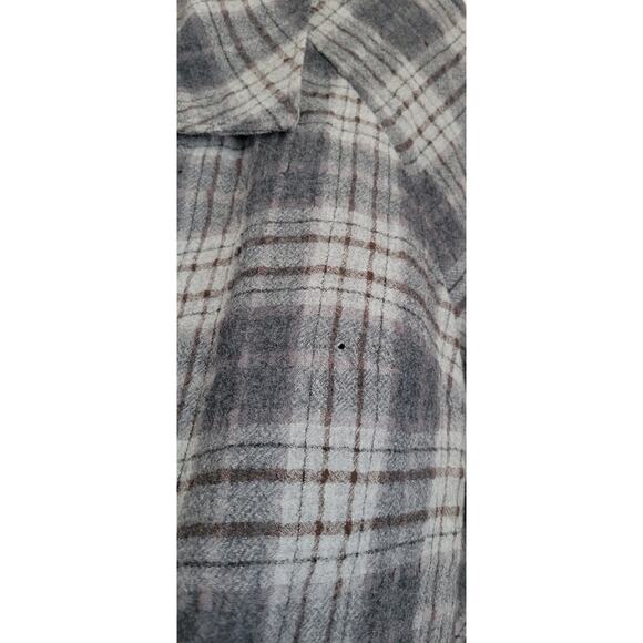J Jill Size XL Plaid Coat Button Up Jacket Wool Blend Grey /Brown Front Pockets - Picture 5 of 7